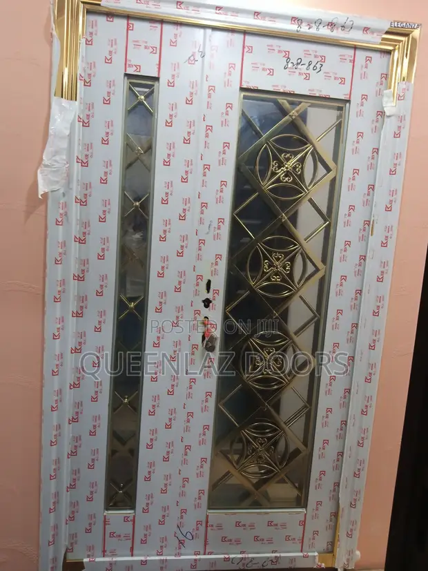 QueenLaz Doors 4ft Gold Security Door with Reflective Glass - 1