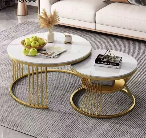 2-in-1 Center Table - Marble Design - 1