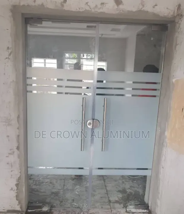 10mm Tempered Glass Entrance Door | Half Frosted Frameless - 1