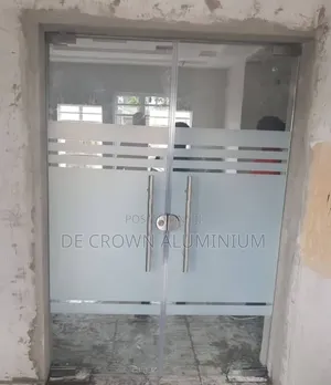 10mm Tempered Glass Entrance Door | Half Frosted Frameless