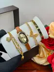 Luxury Gogery Watch and Bracelet Set - Gold/Brown/Black/Silver - 1
