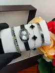 Luxury Gogery Watch and Bracelet Set - Gold/Brown/Black/Silver - 3