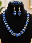 Imperial Blue Handcrafted Beaded Jewelry Set - 3