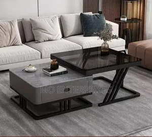 Modern 2-in-1 Centre Table (Gilashi & Marble)