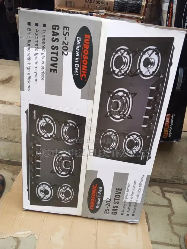 Eurosonic 5 Burner Tempered Glass Gas Cooker - 1