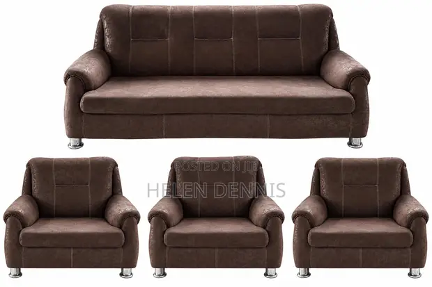 6 Seater Quality Velvet Sofa - Coffee Brown - 1