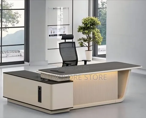 2m Executive Table with LED Lights & Storage - 1