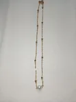 Elegant Golden Alloy Necklace with White Imitation Pearl Pendant - 2