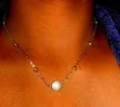 Elegant Golden Alloy Necklace with White Imitation Pearl Pendant - 3