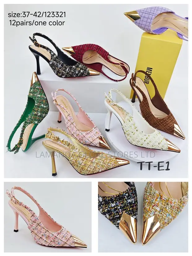 Aaron Sm Gold-Toe Tweed Stiletto Slingbacks - 1