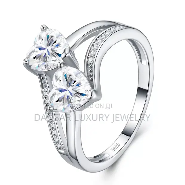 Double Heart Moissanite Ring - 925 Sterling Silver - 1