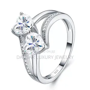 Double Heart Moissanite Ring - 925 Sterling Silver