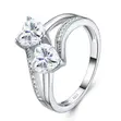 Double Heart Moissanite Ring - 925 Sterling Silver - 1