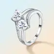 Double Heart Moissanite Ring - 925 Sterling Silver - 3
