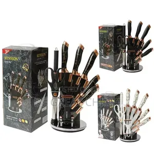9-Piece Rose Gold Marble Pattern Bakin Karfe Na Wuka