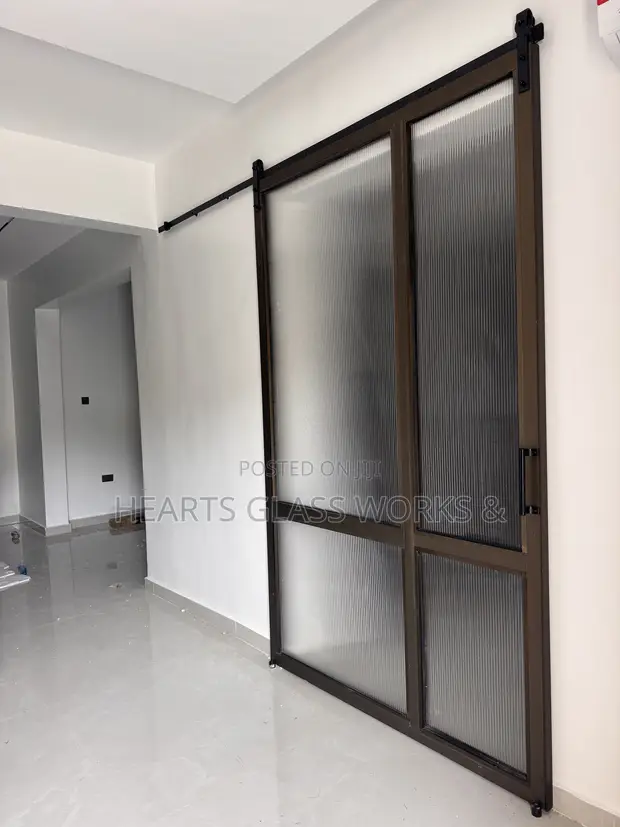 Architectural Barn Door with Fluted Glass - 1