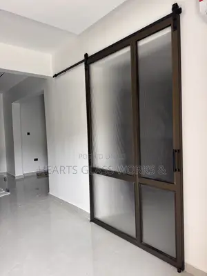 Architectural Barn Door with Fluted Glass