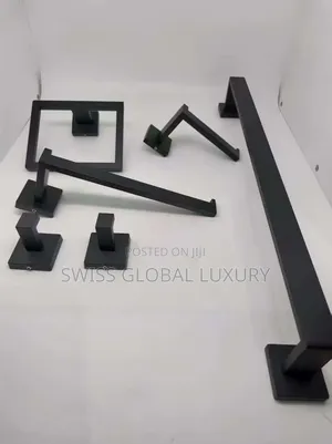 5-Piece Bathroom Hardware Set: Towel Ring, Coat Hook, Tissue Holder