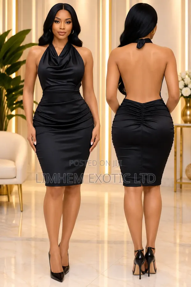 Backless Metallic Mini Dress - 1
