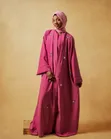 Zara Abaya Tufafin Biyu da gyale - Pink Mai Zafi - 1