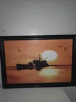 Framed Artwork: Boats Silhouette Sunset - 3