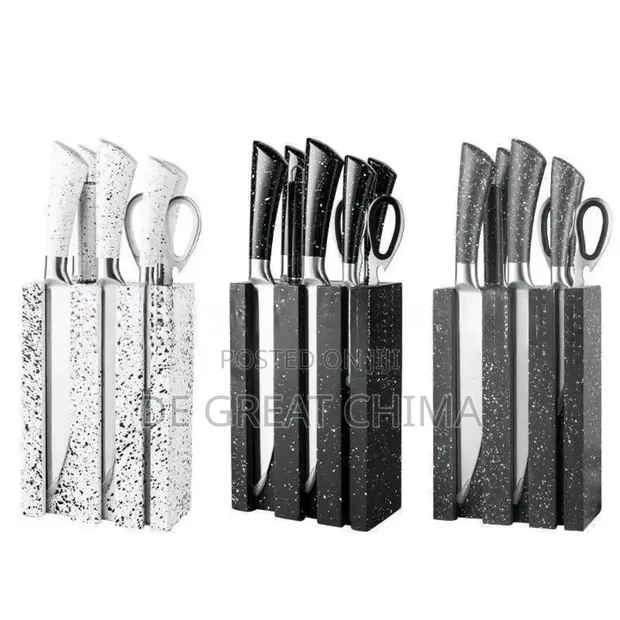 8-Piece Stainless Steel Marble Knife Set - 1