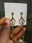 Celestria Crystal Drop Gold Plated Tassel Earrings - 1
