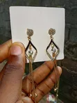 Celestria Crystal Drop Gold Plated Tassel Earrings - 2