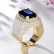 Men's Bold Ring with Sapphire Stone - 5