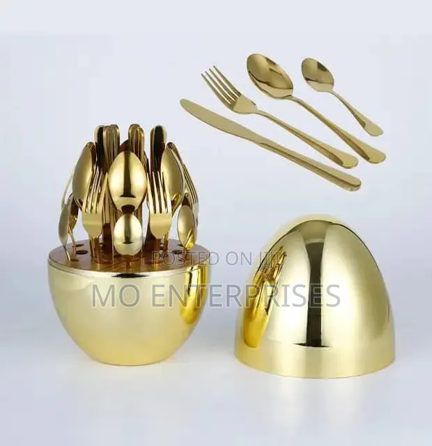 24Pcs Luxury Stainless Steel Cutlery Set with Egg Case - 1