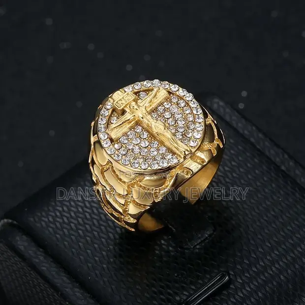 Cross Rhinestone Ring for Men - 1