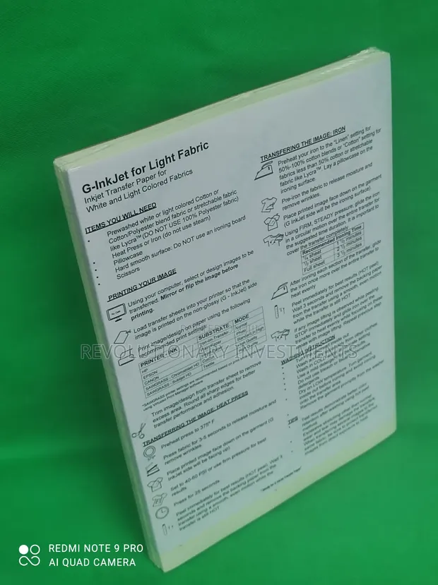 G-Inkjet Light Transfer Paper A4 (100 Sheets) - 1