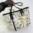 Women's PU Leather Handbag with Doodle Print - 2