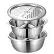 3-in-1 Stainless Steel Bowl with Drainer and Grater - 2