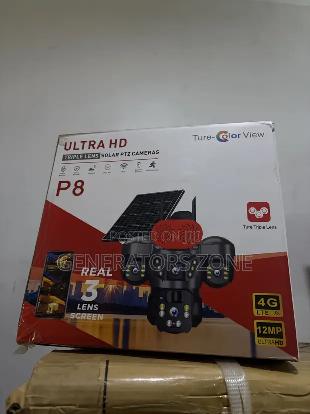 PTZ High Definition Triple Lens Solar Security Camera - 1