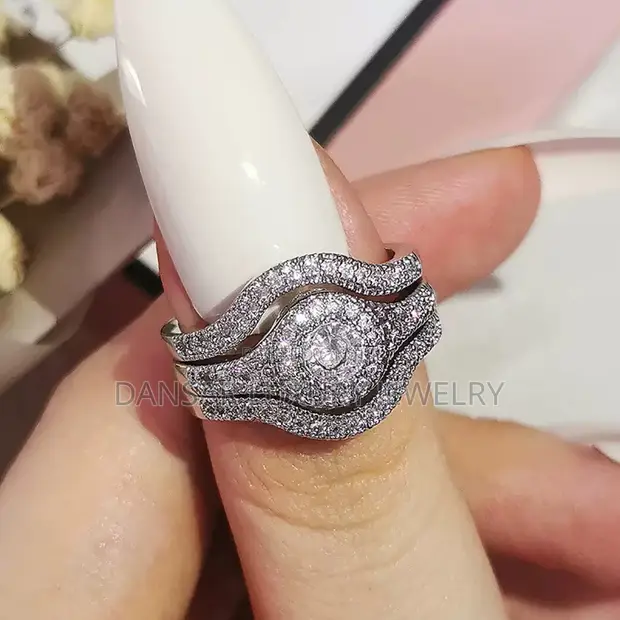 3-Piece Combination Royal Wedding Ring Set - 1