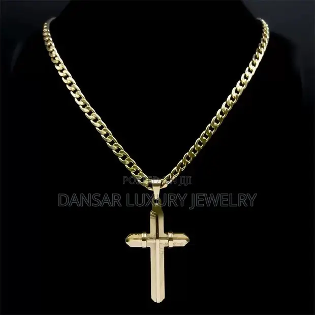 Bold Cross Pendant Necklace da Gold Chain ga Maza - 1