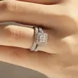 Silver-Plated Square Diamond Wedding Ring - 1