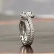 Silver-Plated Square Diamond Wedding Ring - 2