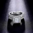 Silver-Plated Square Diamond Wedding Ring - 3