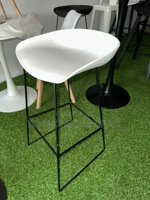 Modern White Bar Stool with Curved Fiber Seat