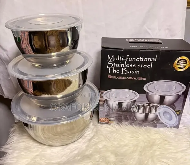 Quality Stainless Steel 3-in-1 Mixing Bowl with Lid - 1