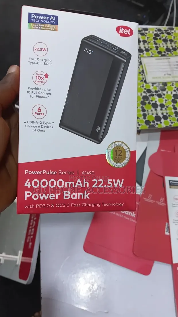 Itel PowerPulse 40000mAh 22.5W Fast Charging Power Bank (A1490) - 1