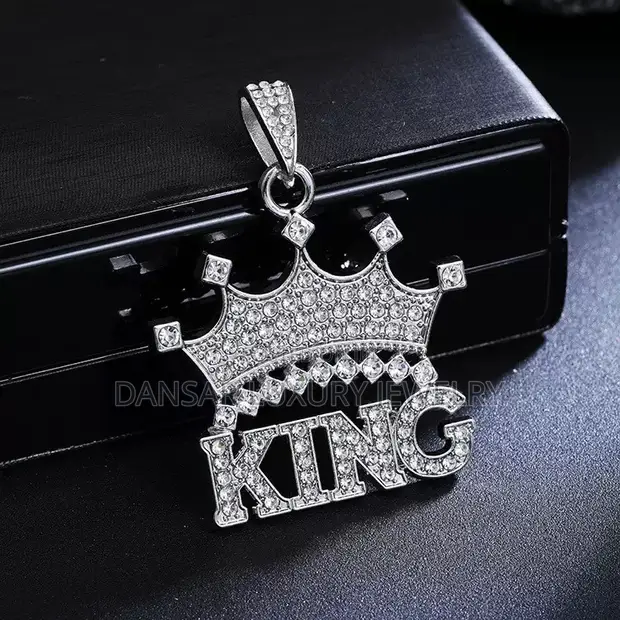 KING Crown Silver Diamond Pendant - 1
