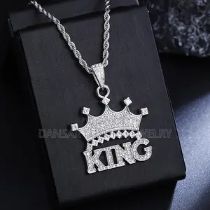 KING Crown Silver Diamond Pendant