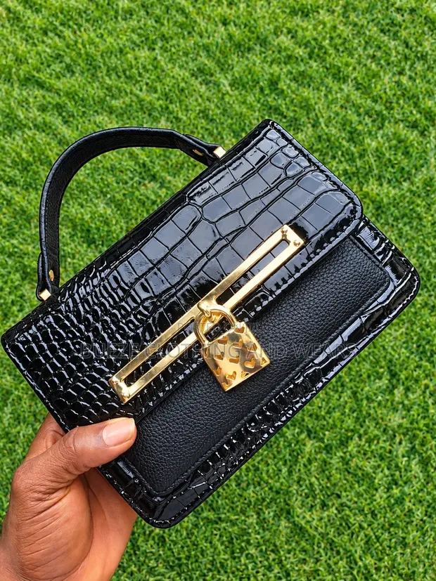 Black Crocodile Padlock Mini Handbag - 1