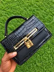 Black Crocodile Padlock Mini Handbag - 1