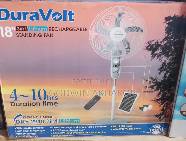 Duravolt 18-Inch Fan Mai Sake Kunna da Hasken Rana tare da Bulbs 2 - 1