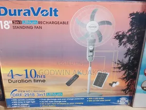 Duravolt 18-Inch Rechargeable Solar Fan with 2 Bulbs