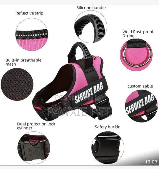 Heavy Duty Dog Harness with Silicone Handle XL - 1